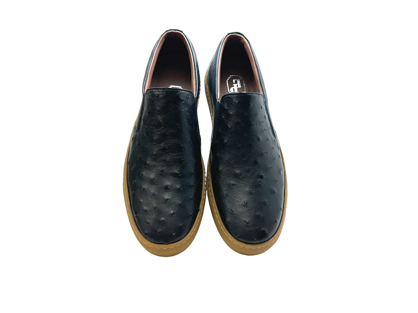 P013 Grafton Genuine Ostrich Fashion Loafer- Black