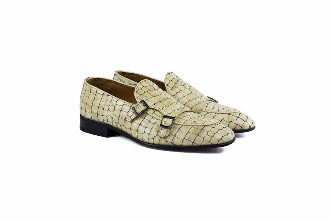 P000596 - Tomaso Double buckle loafer- Beige Calf