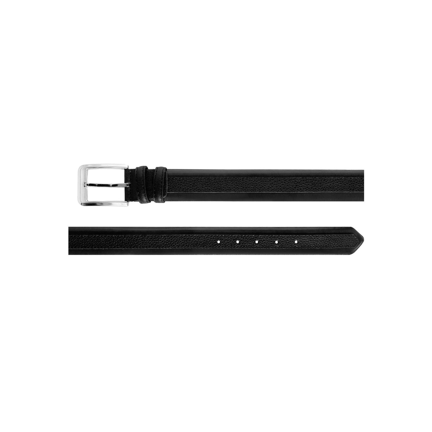 CBelt -4002 Contrast Leather Belt - Grey-Black