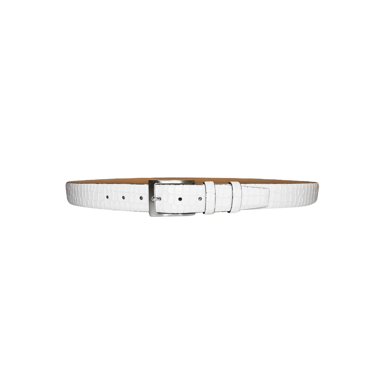 CBelt -3470 Croco Leather Belt - White