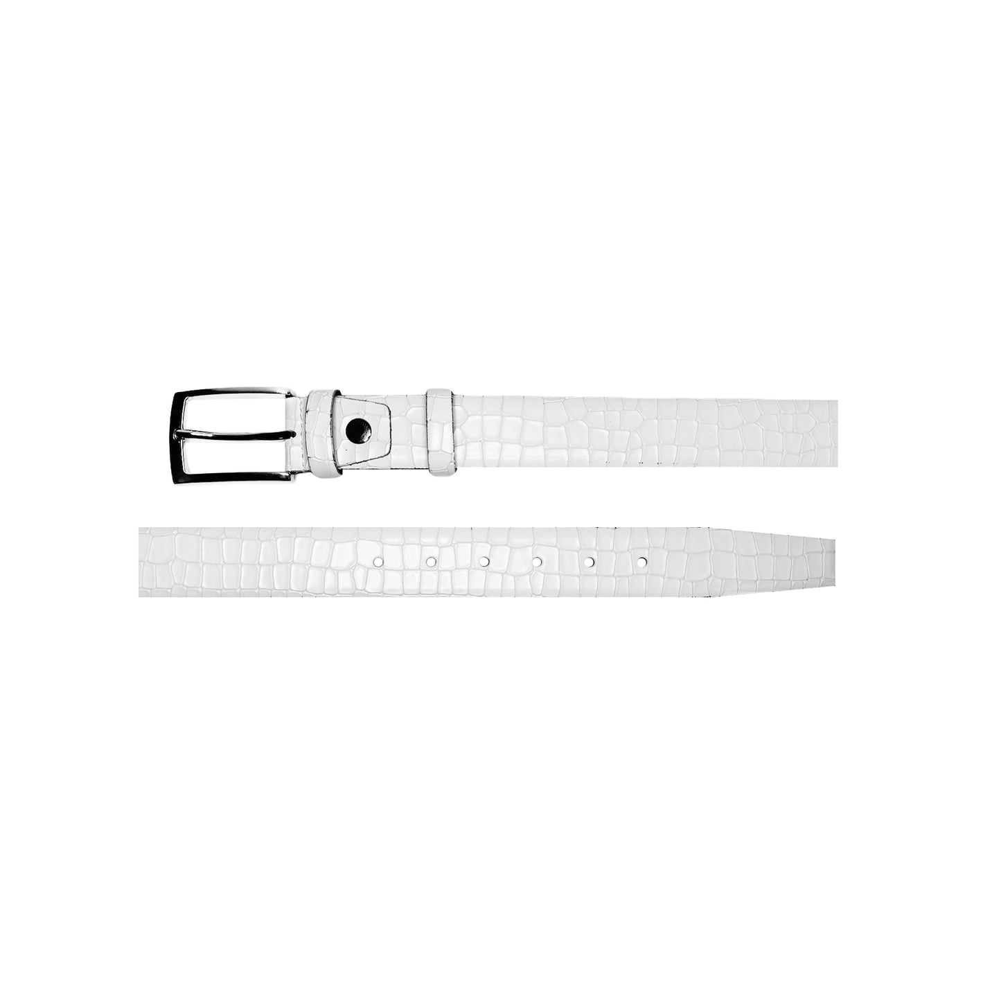 CBelt -3470 Croco Leather Belt - White