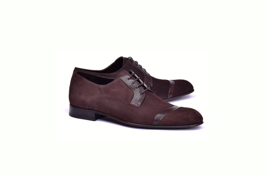 C0014032-2432 Cap toe Suede and lizard- Brown