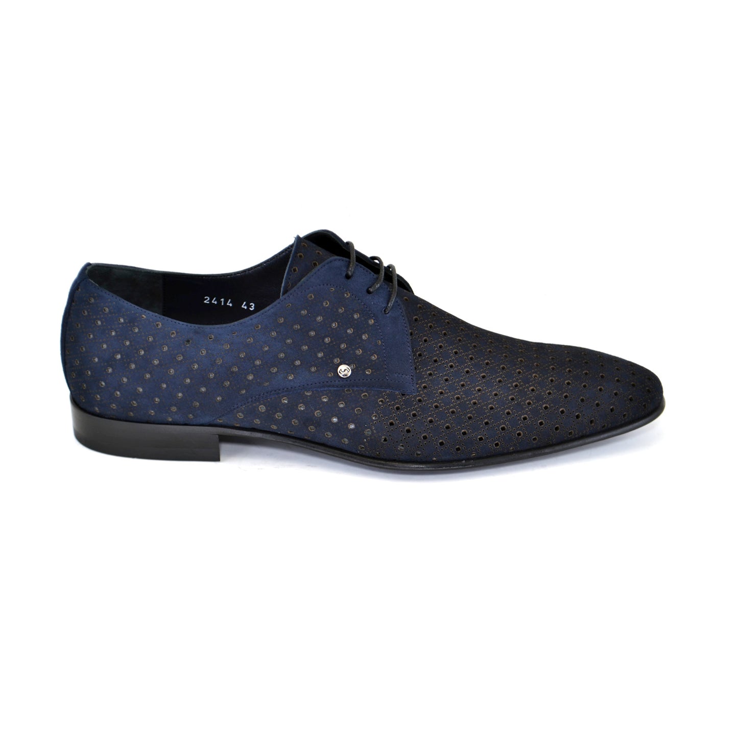 C148-2414 Navy Nubak Perforated Lace Up