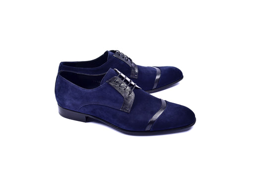 C0014031-2432 Cap toe Suede and lizard- Navy