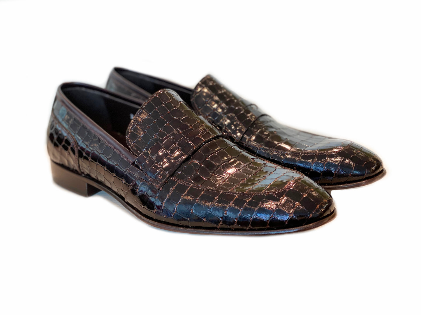 C01705-3470C Croco Leather loafer- Brown