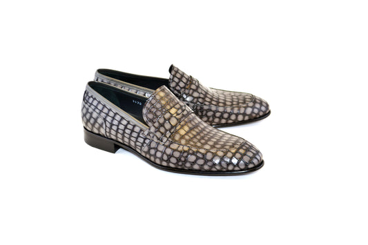 C017-3470C Croco Leather loafer- Grey