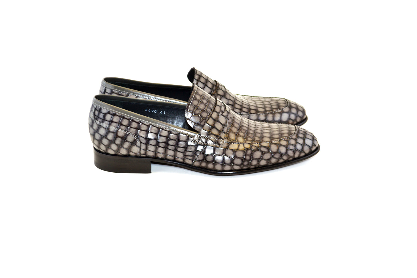 C017-3470C Croco Leather loafer- Grey
