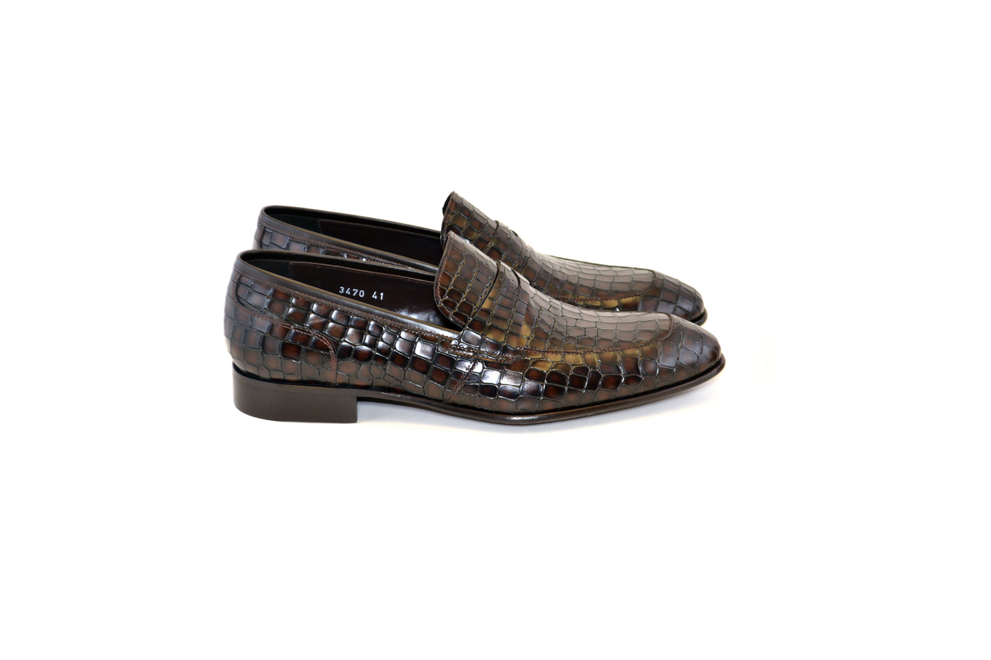 C01701-3470C Croco Leather loafer Mat Brown