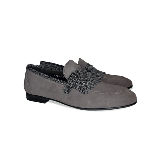 C026-4728S Suede Kilt buckle loafer- Grey