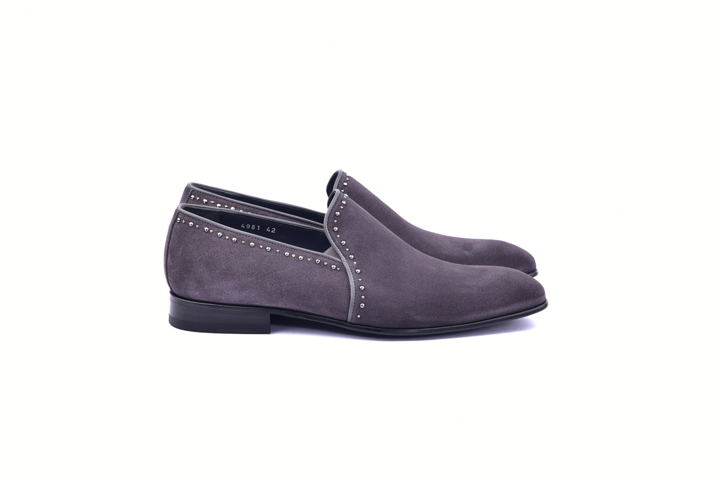 C042-4981S Suede loafer with Studs- Grey