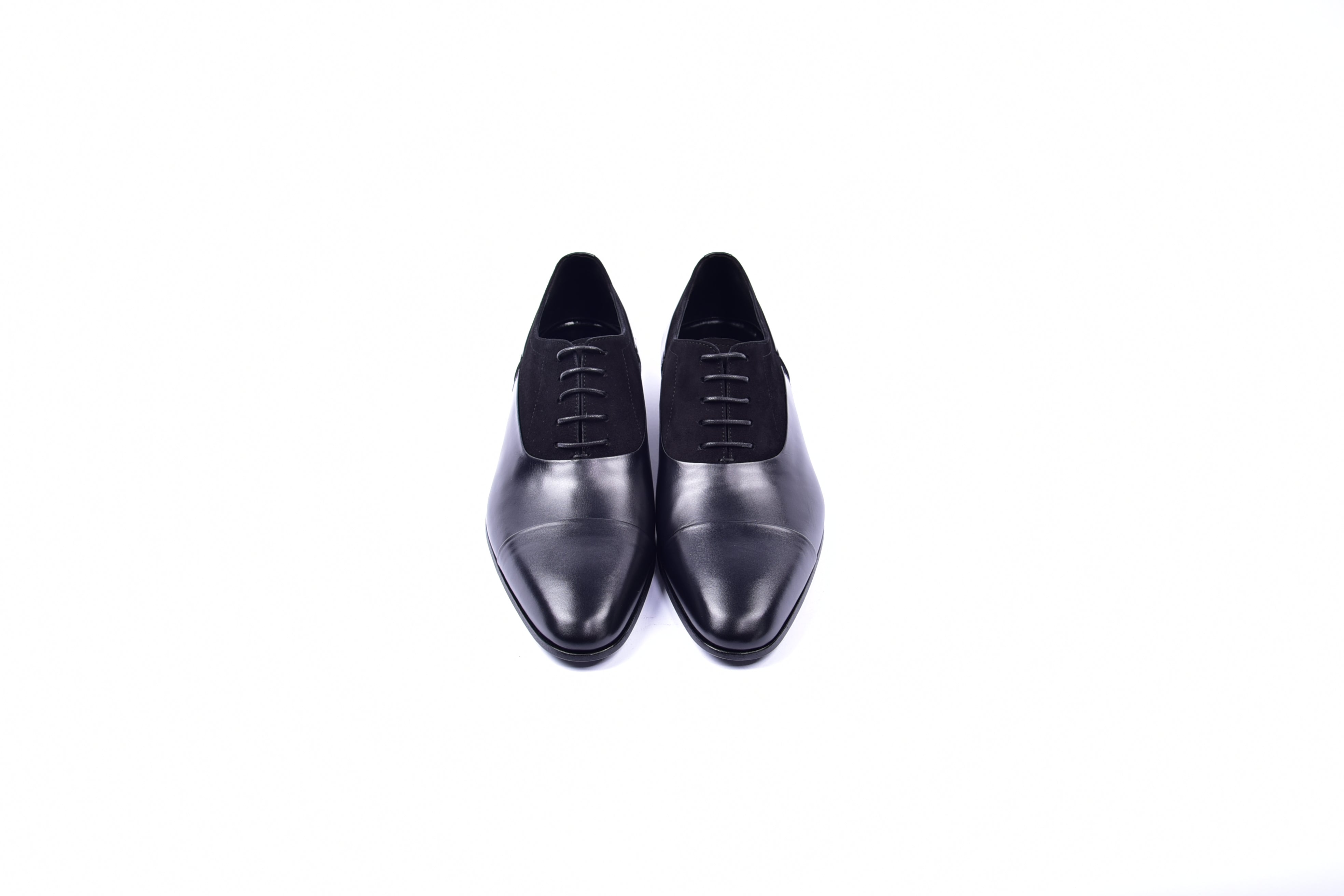 C0014041-5230 Plain toe lace up with suede vamp-Black