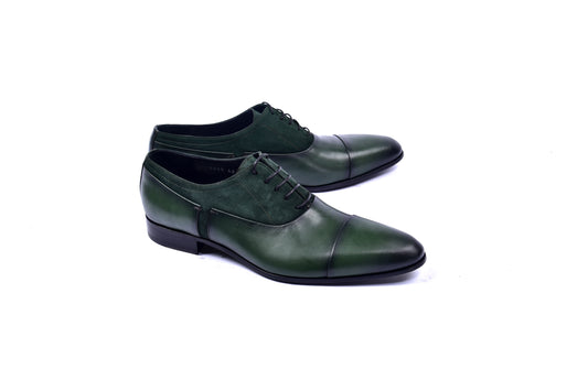 C0014040-5230 Plain toe lace up with suede vamp-Green