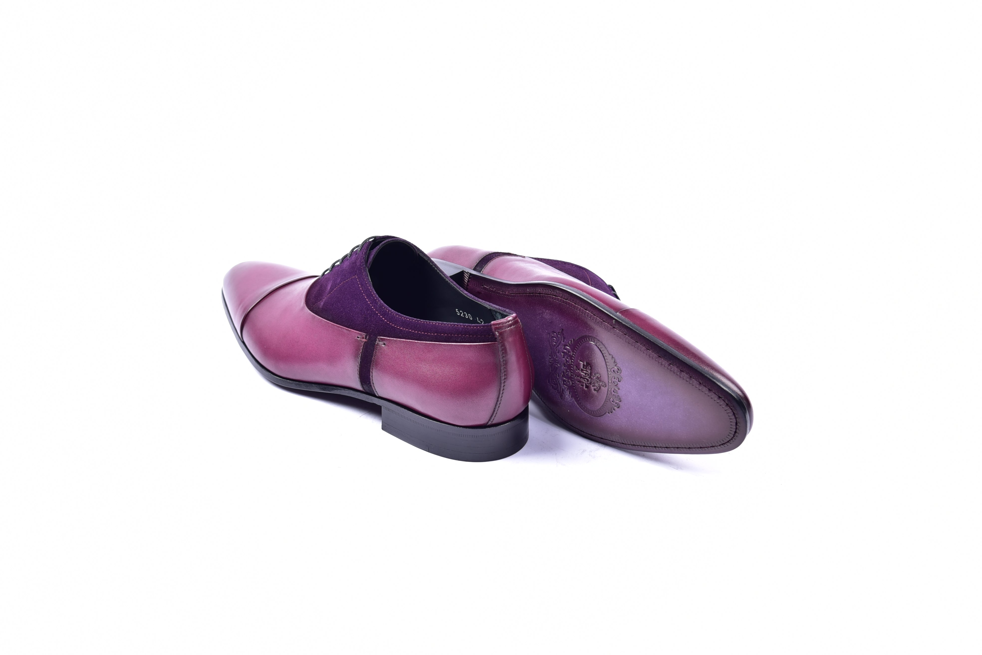 C0014042-5230 Plain toe lace up with suede vamp -Purple