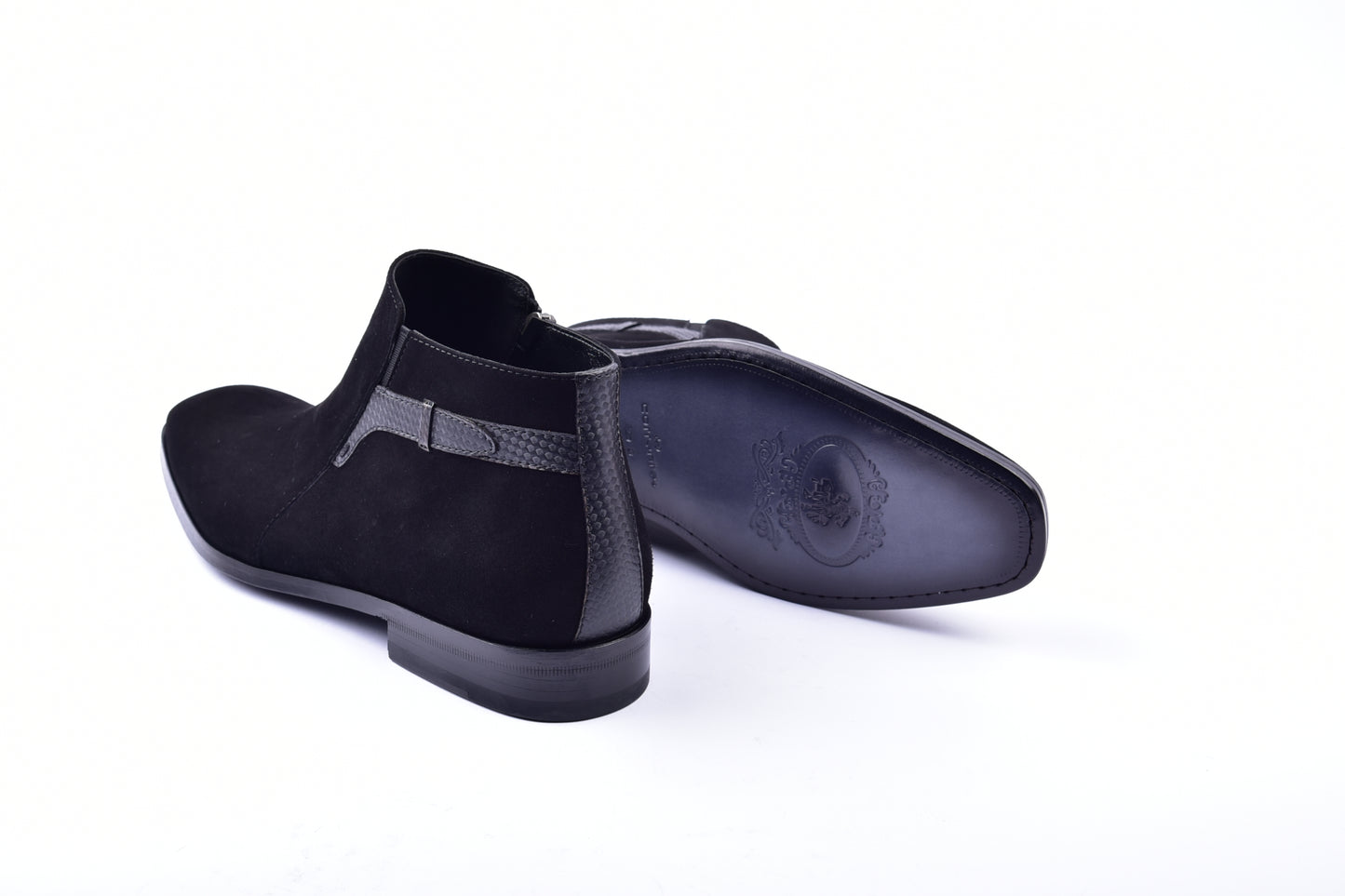 C2041-5361 side zipper boot - Black suede