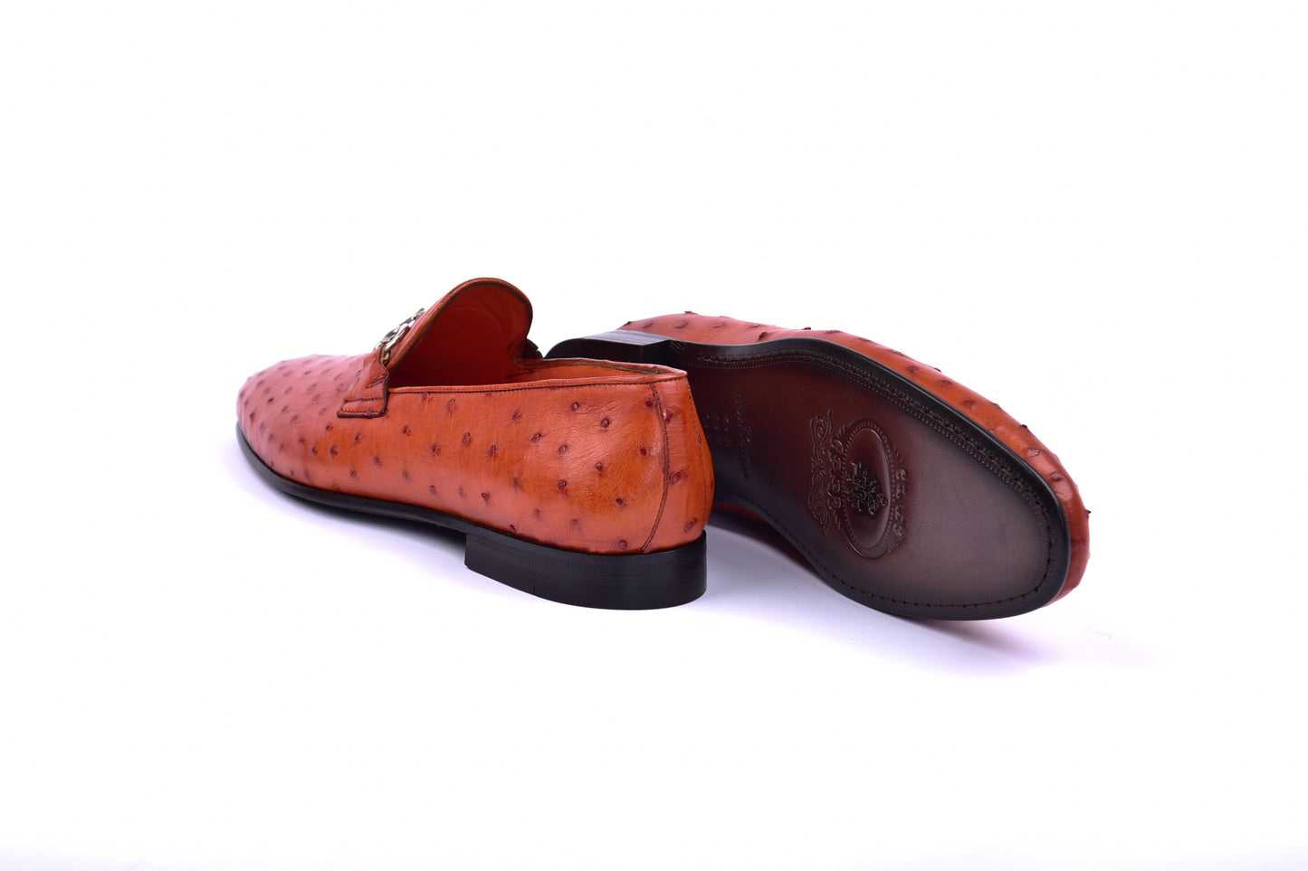 C02204-5405 Genuine Ostrich buckle loafer- Rust