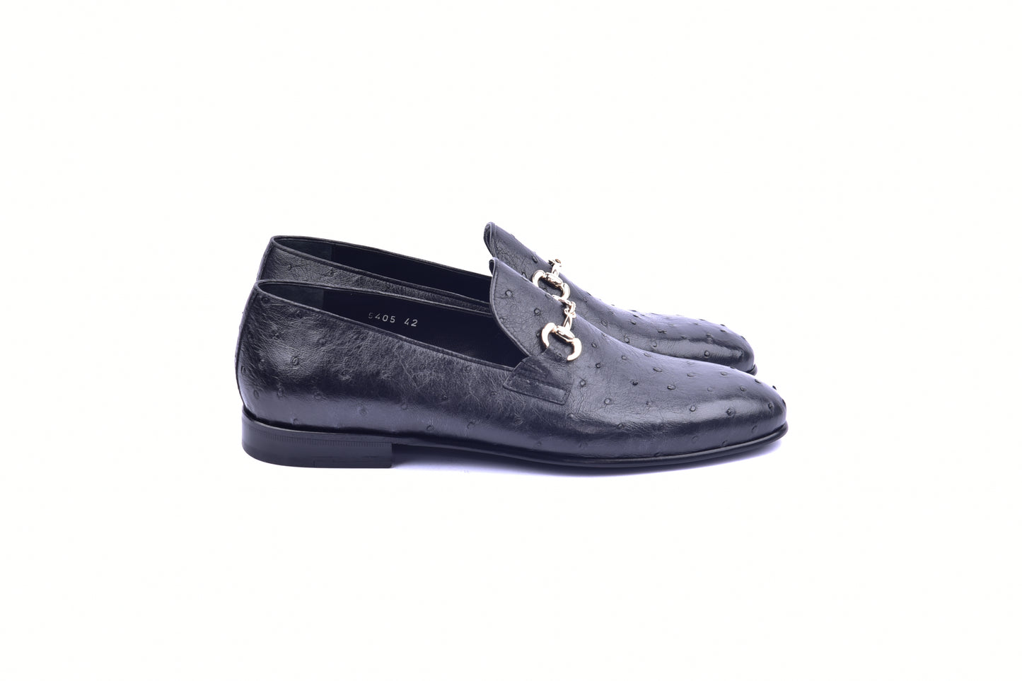 C02201-5405 Genuine Ostrich buckle loafer- Black