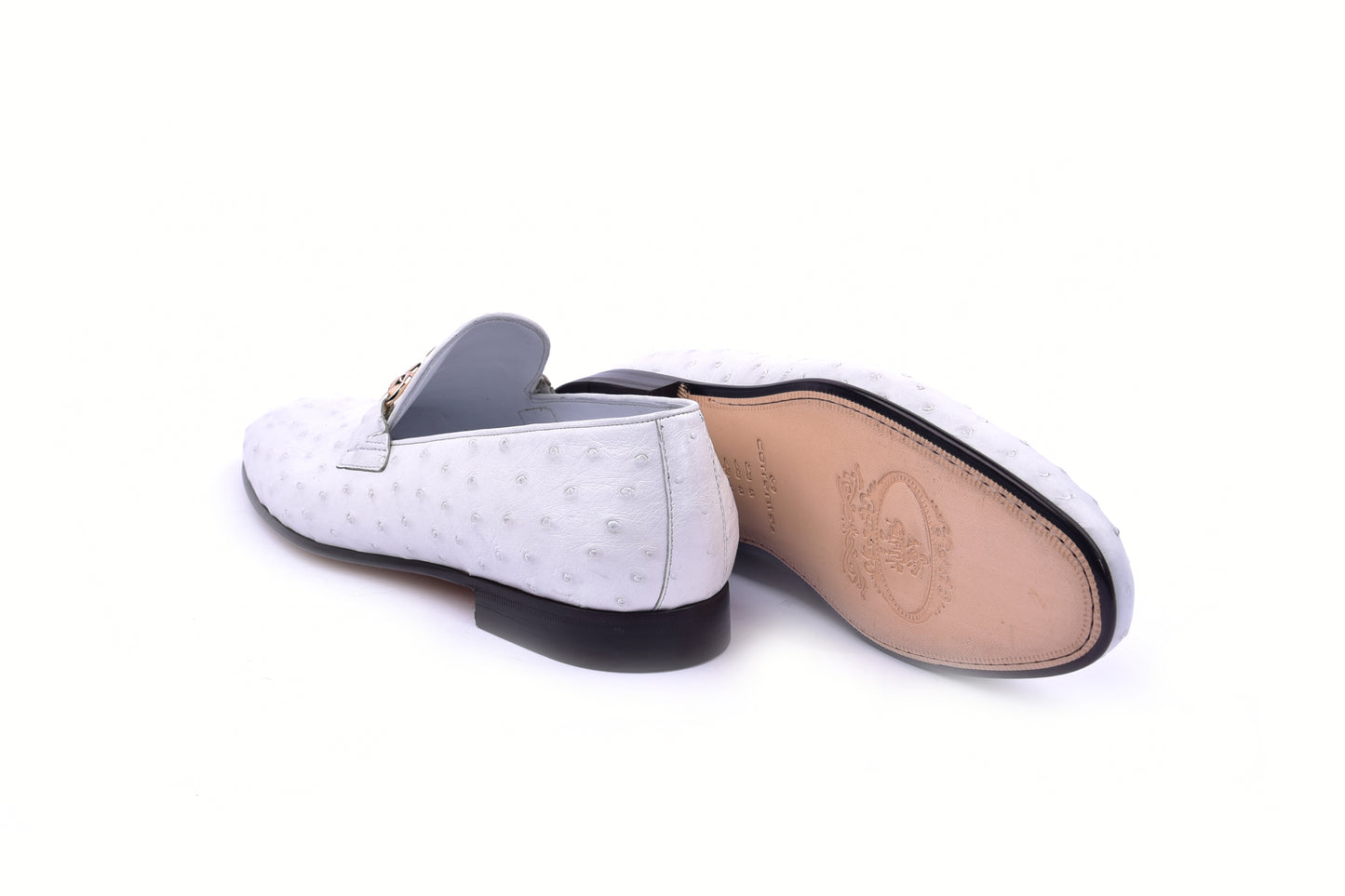 C02205-5405 Genuine Ostrich buckle loafer- White