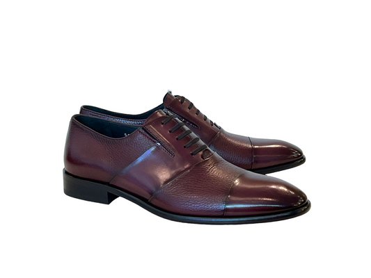 C0142-5691 Cap Toe Tie-less deer skin- Burgundy