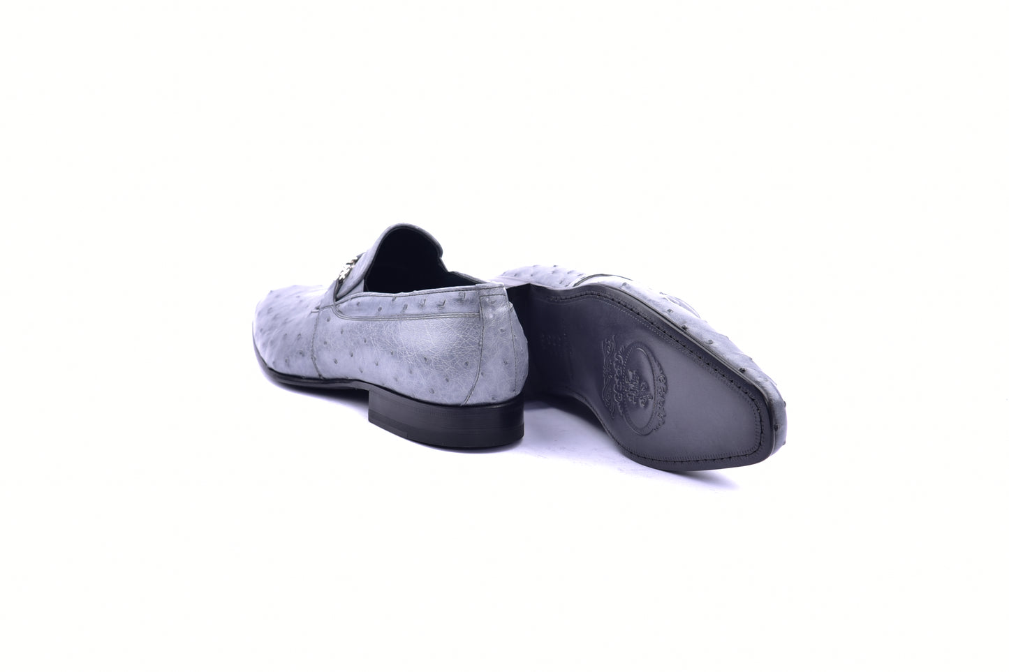 C0228-5776 Genuine Ostrich buckle loafer- Grey
