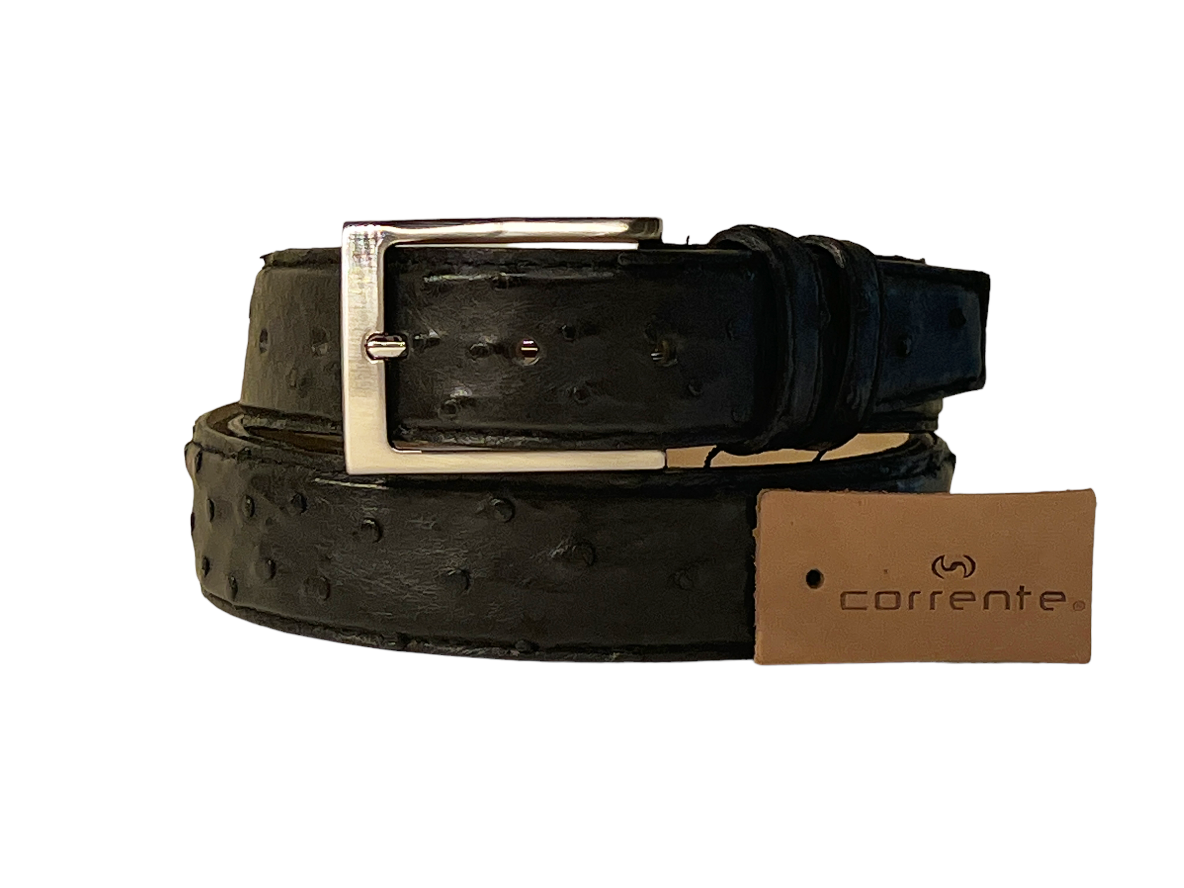 CBelt-Full Genuine Ostrich Belt- Black