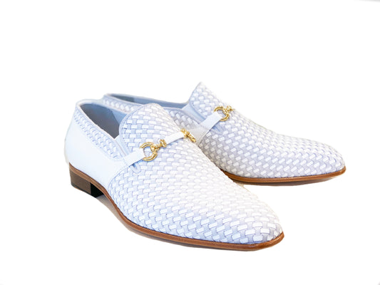 C0221-5776 Hand Made Woven Loafer White