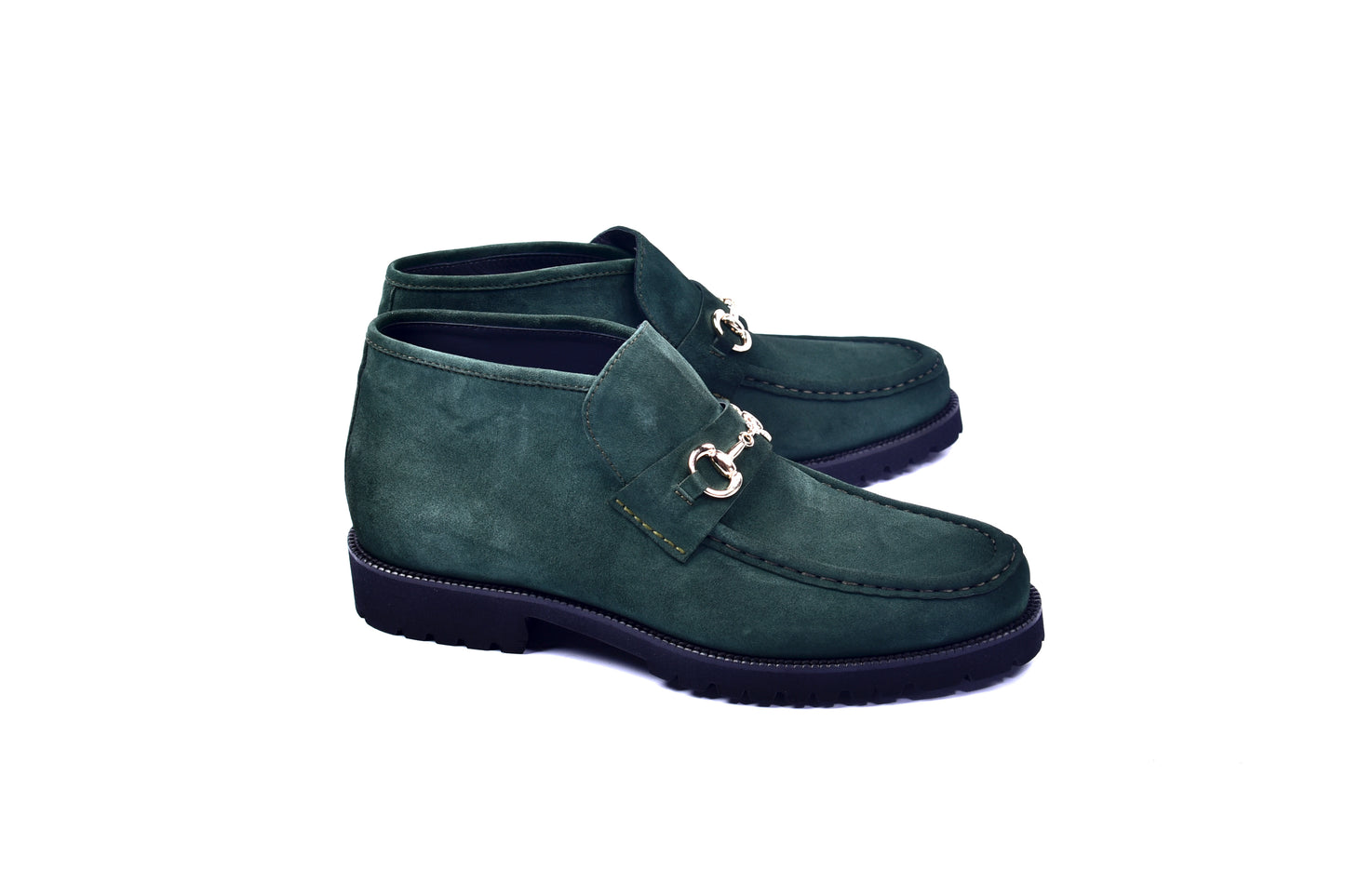 C03201-5786S Bit Buckle Ankle boot- Green Suede