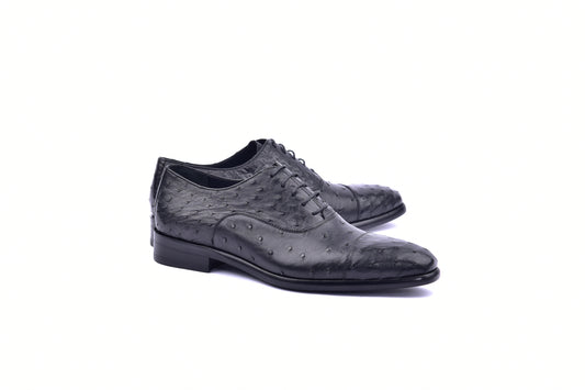 C009-6265 Genuine Ostrich Cap toe- Black