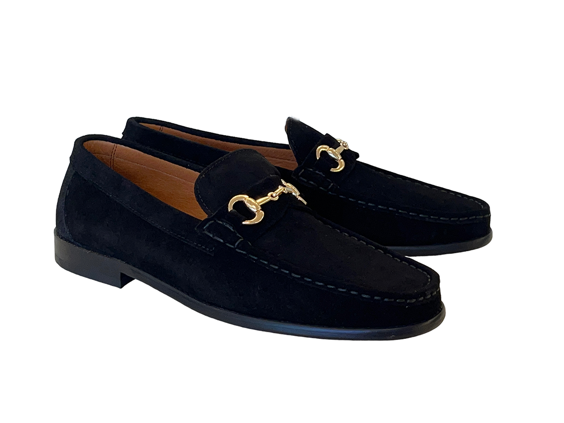 P000612-6444 Black Classic Suede Bit Buckle loafer
