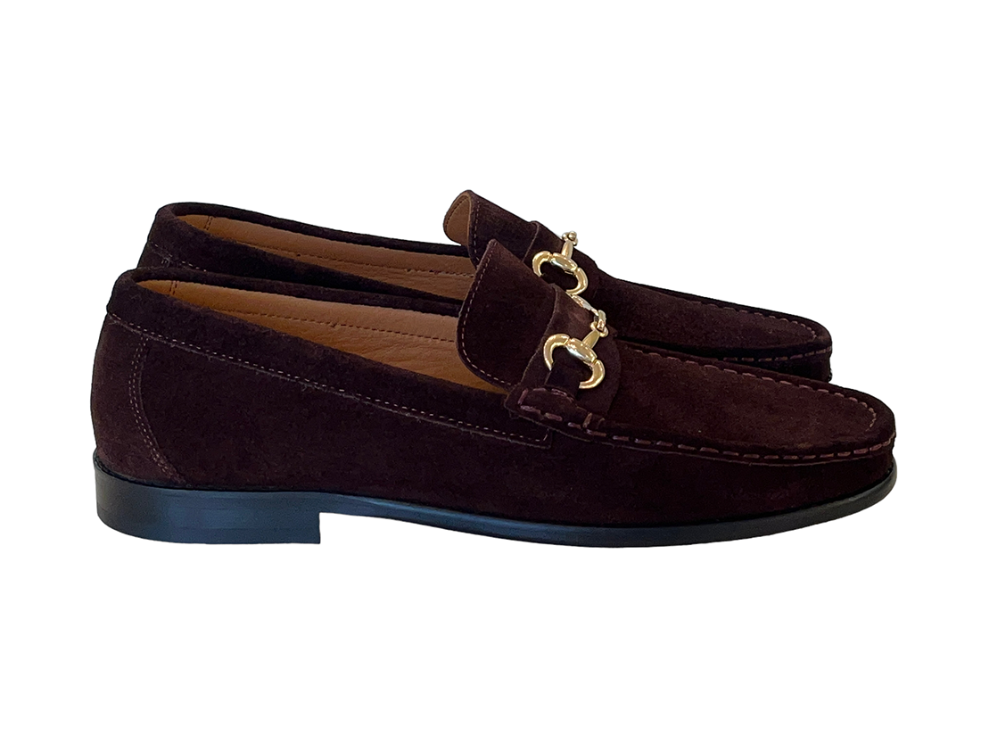 P000613-6444 Brown Classic Suede Bit Buckle loafer
