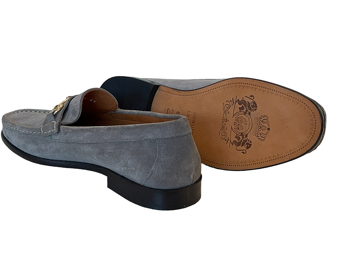 P000614-6444 Grey Classic Suede Bit Buckle loafer