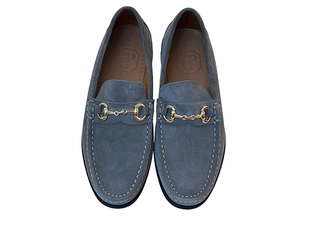 P000614-6444 Grey Classic Suede Bit Buckle loafer