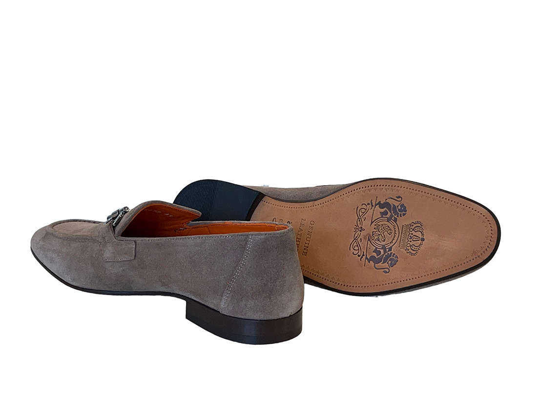 P000656-6472 Taupe suede Bit Buckle loafer