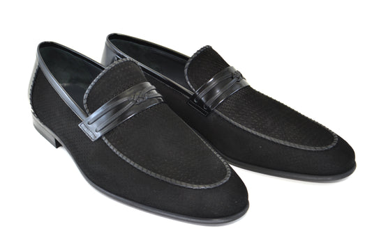 C130-3417HS- Perforated Suede Loafer- Black