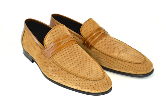 C132-3417HS- Perforated suede loafer- Tan