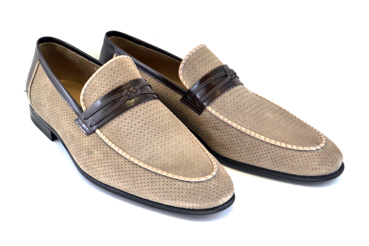 C131-3417HS- Perforated Suede Loafer-Taupe