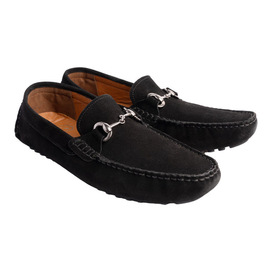 P000912- Palm Beach -Driving shoe Black Suede